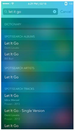 search Spotify using iOS Spotlight SpotiSearch tweak