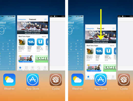 app switcher tweak iOS 7 Springshot WebOS