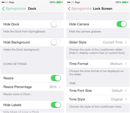 cydia tweak Springtomize 3 settings iOS 7 jailbreak Springtomize 3 cap