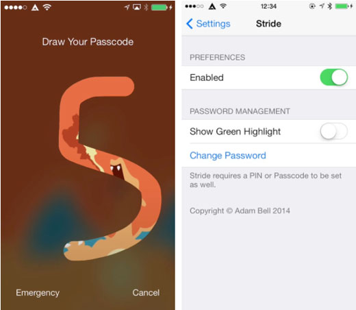 iOS 7 gesture unlock Stride 2