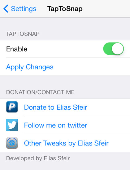 iOS 7 jailbreak TapToSnap