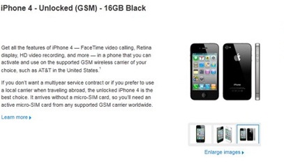 Unlocked iPhone 4 title=