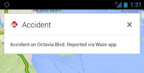 Google Maps Waze Trafiic Alerts