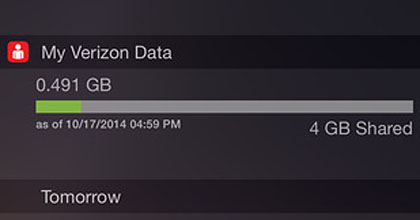 iOS 8 widget Verizon Wireless