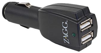 zagg z.buds iphone USB dual charger 12v car